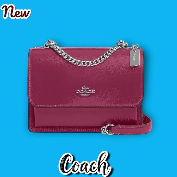 New NWT Luxury Coach Mini Klare Chain Crossbody Bag - SILVER/PINK - Picture 1 of 6